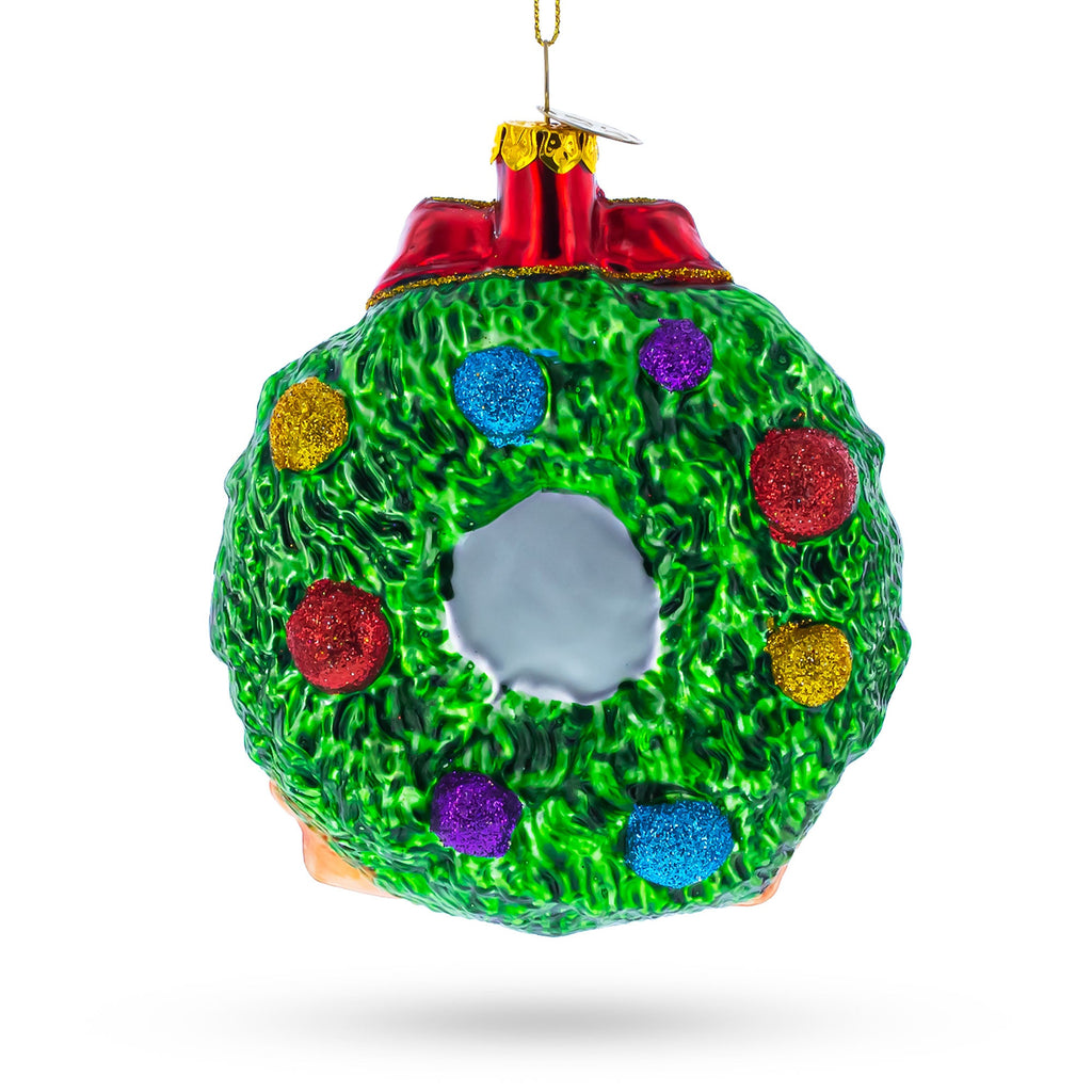 2023 Snowmen Couple in Wreath Glass Christmas Ornament