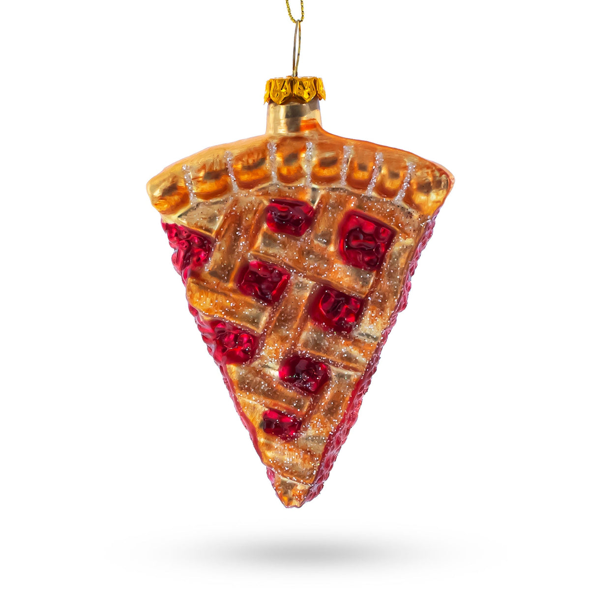 Cherry Pie Slice Glass Christmas Ornament