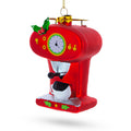 Vintage Red Espresso Machine Glass Christmas Ornament
