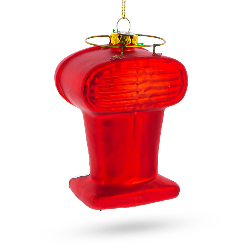 Vintage Red Espresso Machine Glass Christmas Ornament