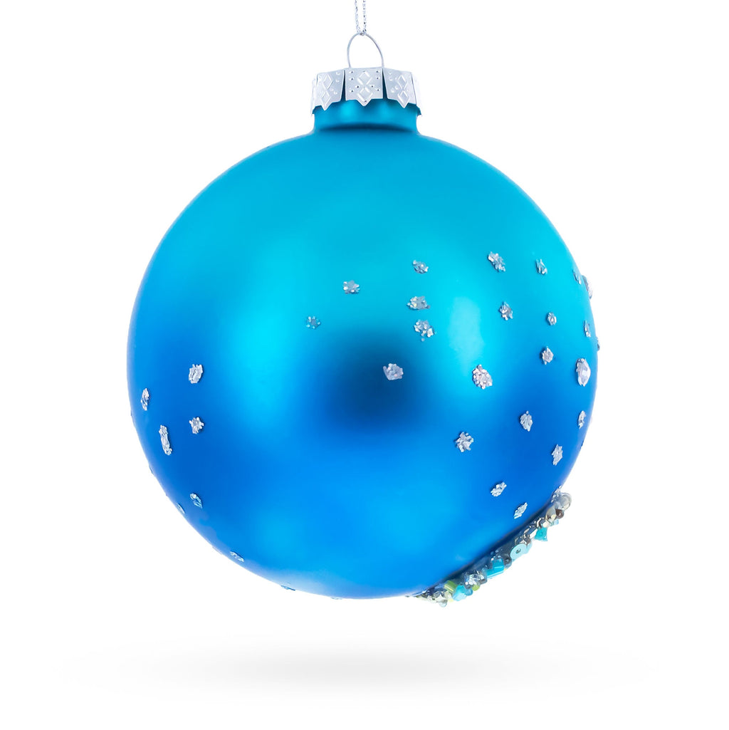 Beaded Seahorse Ocean Glass Ball Christmas Ornament