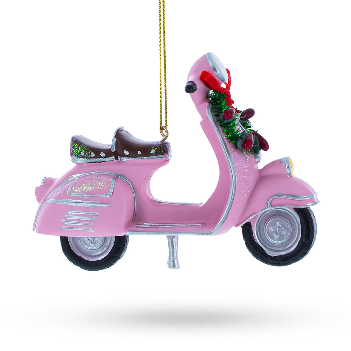 Retro Scooter with Festive Wreath Christmas Ornament