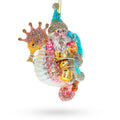 Santa Riding Seahorse Glass Christmas Ornament