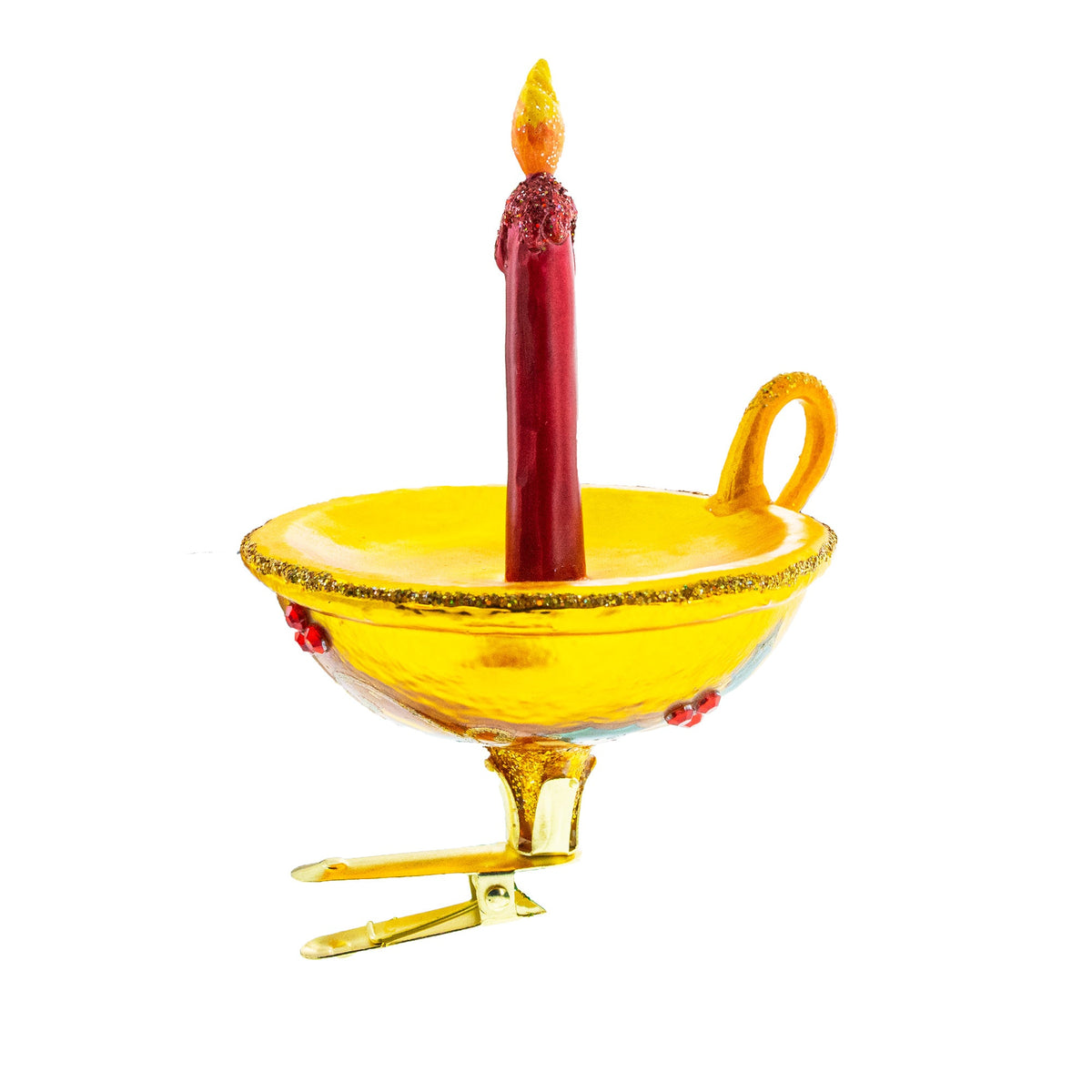 Gleaming Red Candle Glass Christmas Ornament