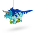 Glittered Dinosaur Glass Christmas Ornament