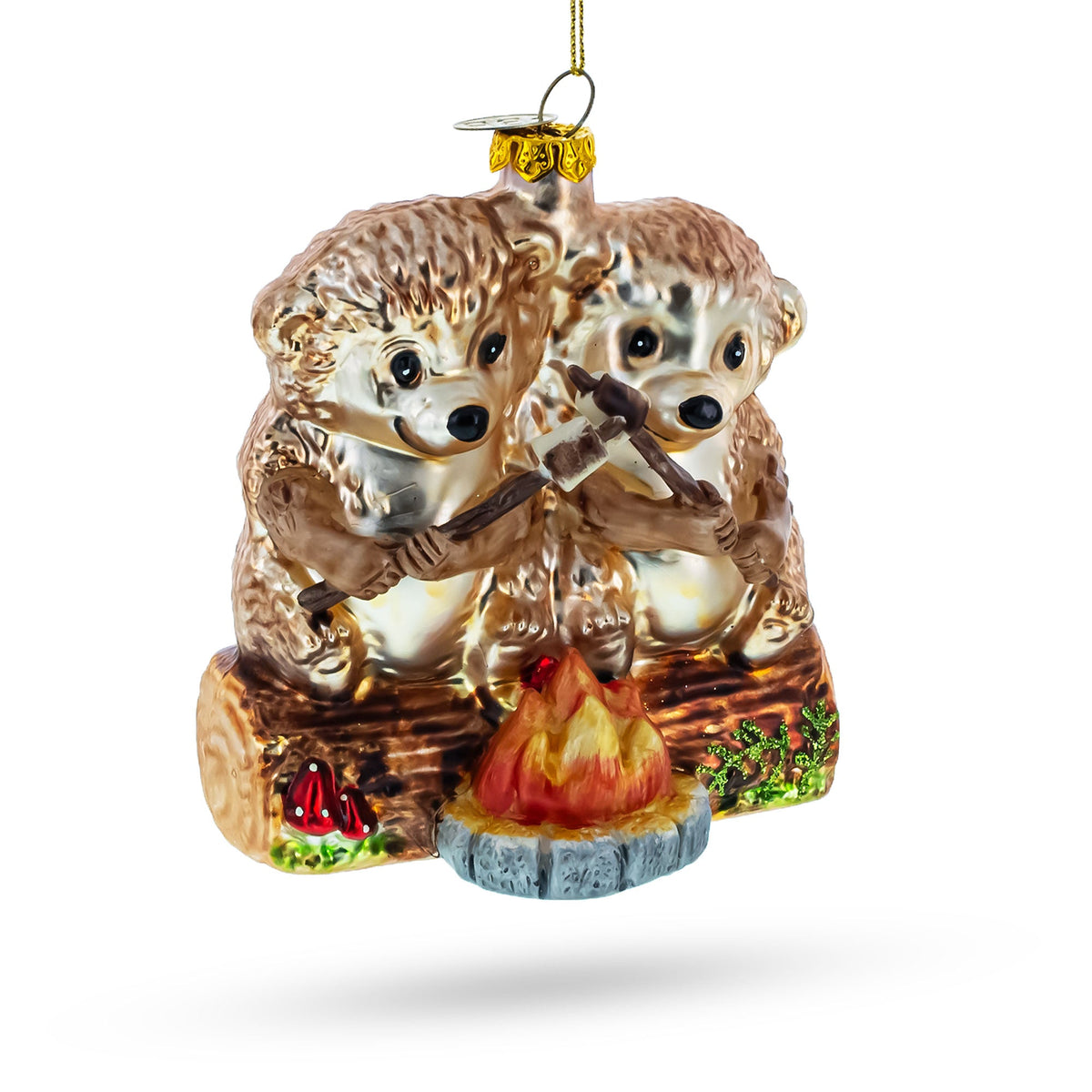 Wombats Roast Marshmallow Glass Christmas Ornament