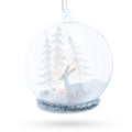 Winter Forest Snow Globe with White Deer Glass Christmas Ornament