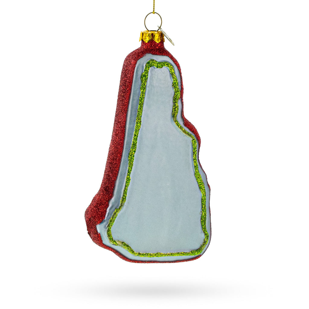 State of New Hampshire Symbols, USA Glass Christmas Ornament