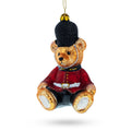 Teddy Bear in King's Guard Uniform Glass Christmas Ornament