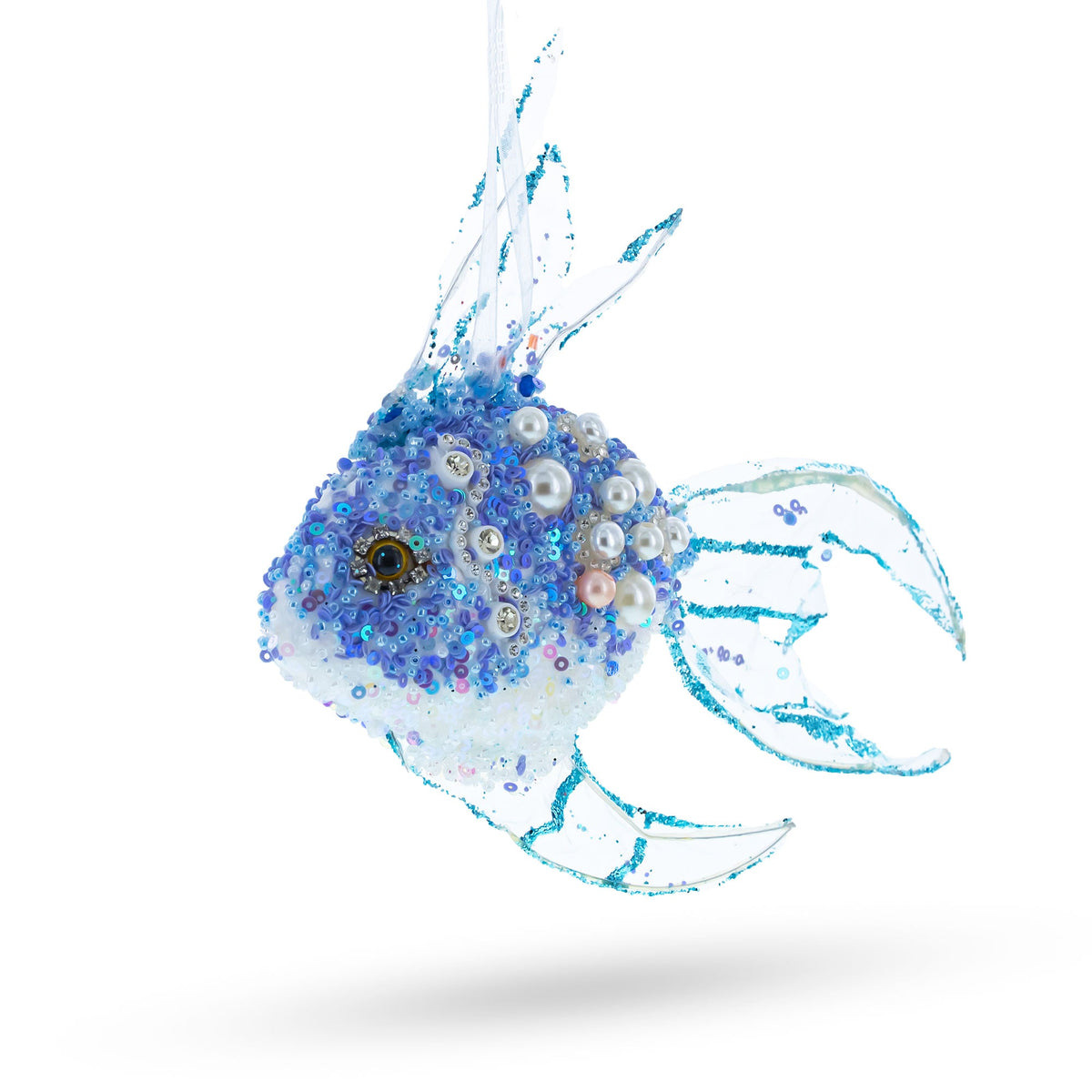 Blue Fish Glass Christmas Ornament