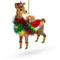 Lama with Gifts Glass Christmas Ornament