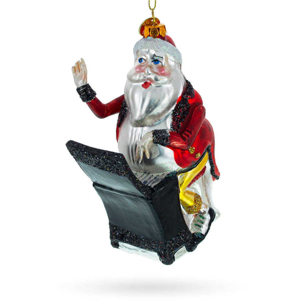 Santa Piano Performance Glass Christmas Ornament