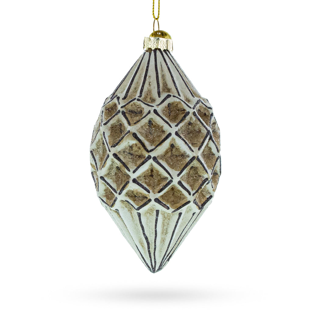 Geometric Vintage-Style Rhombus Finial Glass Christmas Ornament
