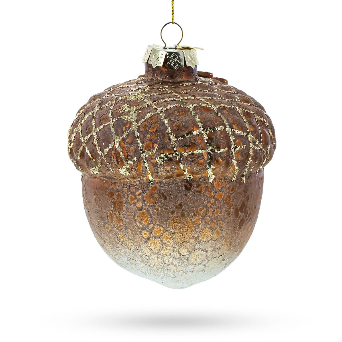 Acorn Rustic Glass Christmas Ornament