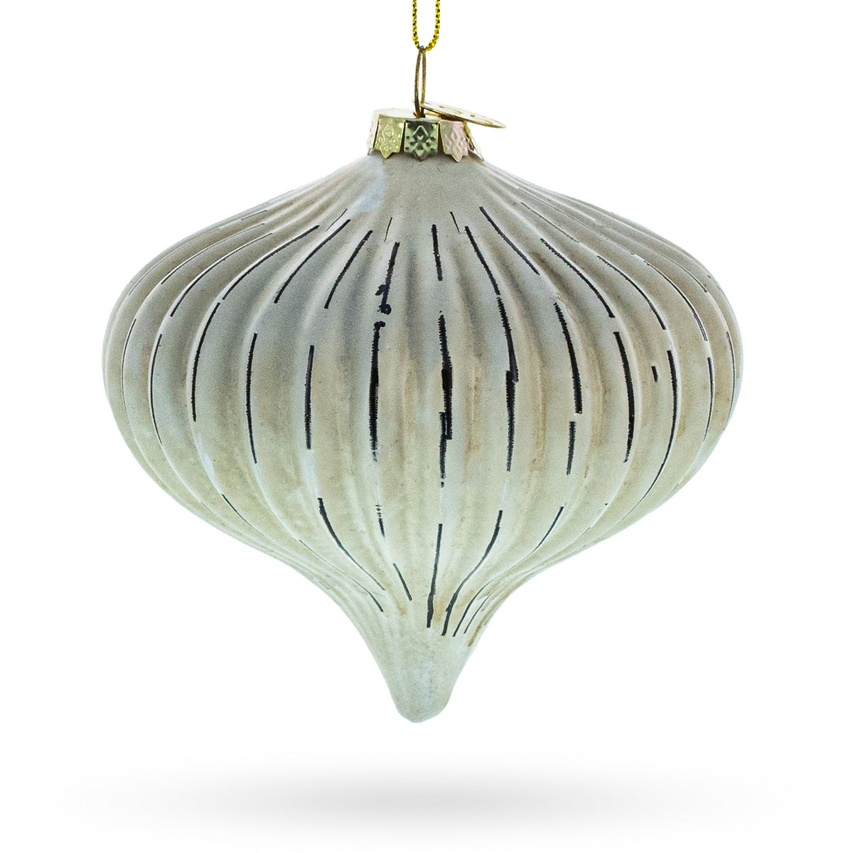 Ribbed Antique-Style Onion Finial -Glass Christmas Ornament