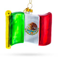 Waving Flag of Mexico Glass Christmas Ornament