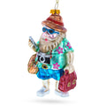 Santa the Traveler Glass Christmas Ornament