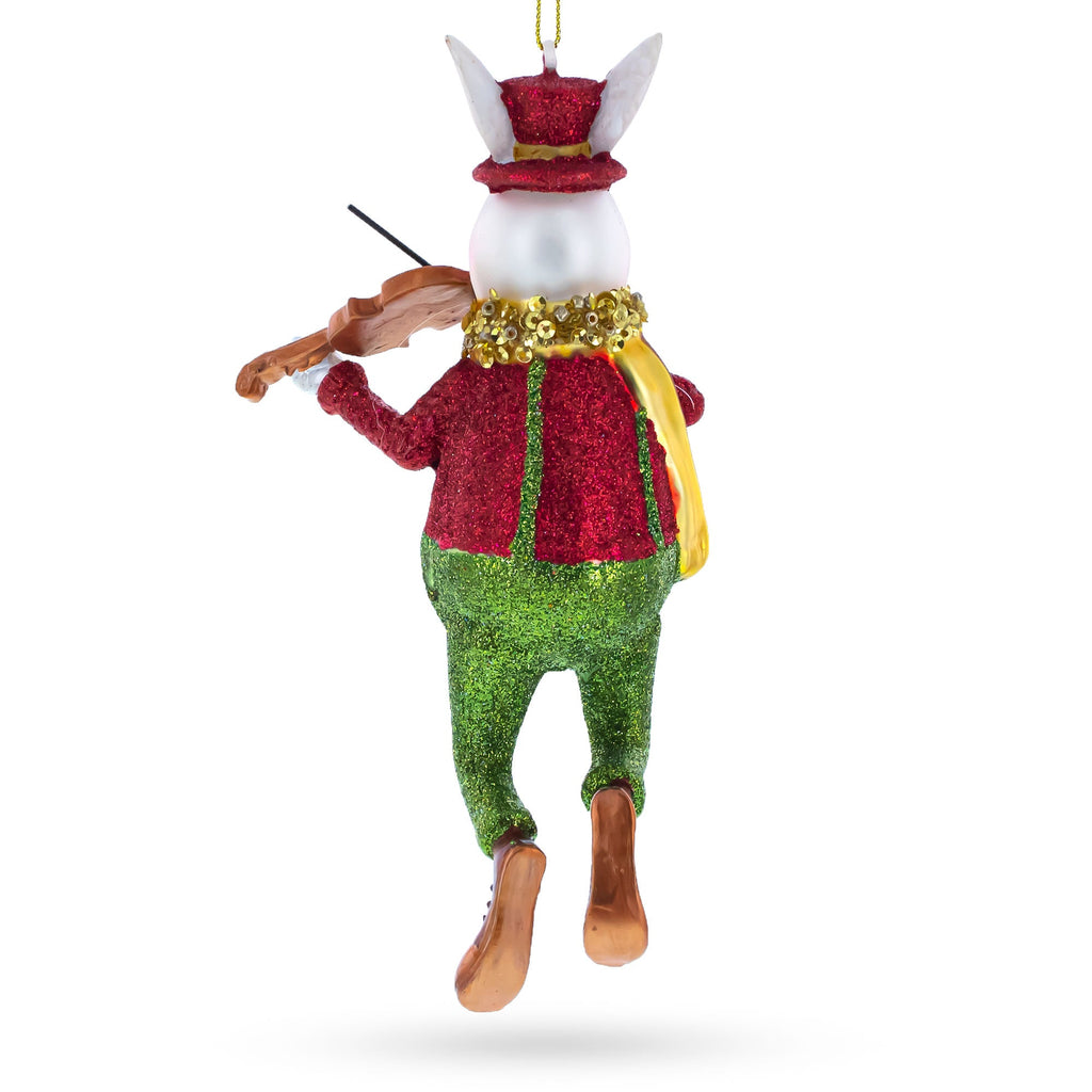White Rabbit Alice's Adventures in Wonderland Glass Christmas Ornament