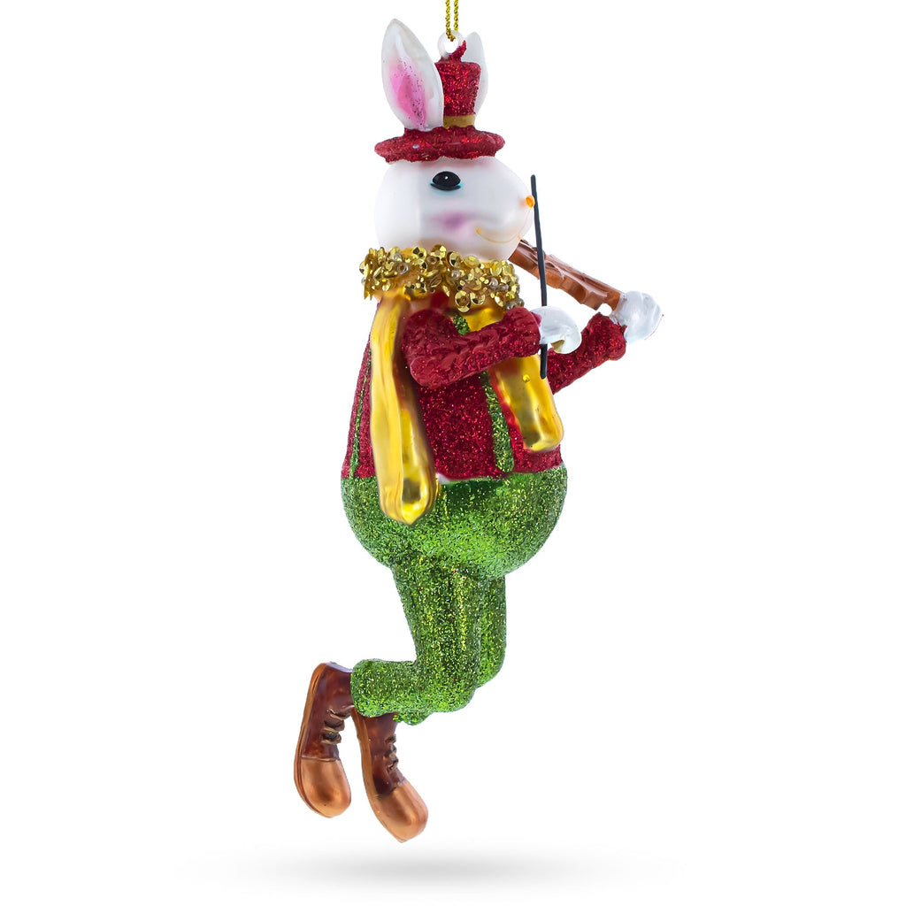 White Rabbit Alice's Adventures in Wonderland Glass Christmas Ornament
