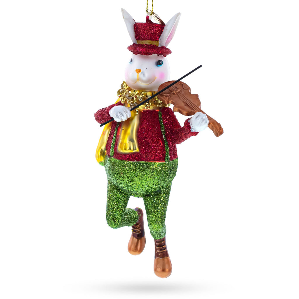 White Rabbit Alice's Adventures in Wonderland Glass Christmas Ornament
