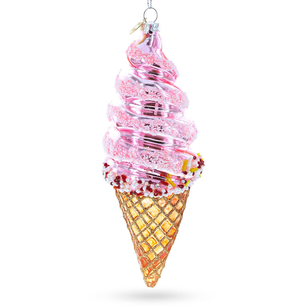Pink Ice Cream Glass Christmas Ornament