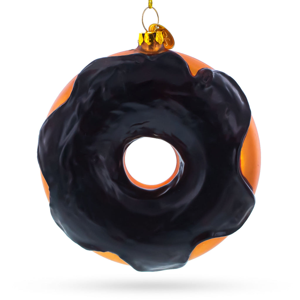 Chocolate Covered Donut Glass Christmas Ornament