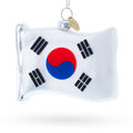 Waving Flag of South Korea Glass Christmas Ornament