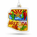 State of Arizona Symbols, USA Glass Christmas Ornament