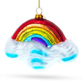 Rainbow Over Clouds Glass Christmas Ornament