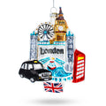 London Attractions, United Kingdom Glass Christmas Ornament