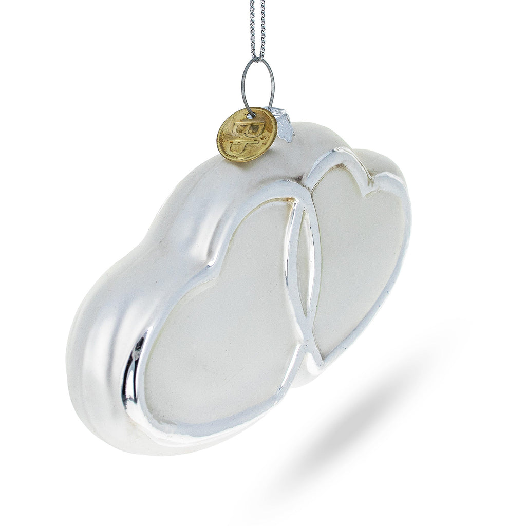 Linked Silver Hearts Glass Christmas Ornament