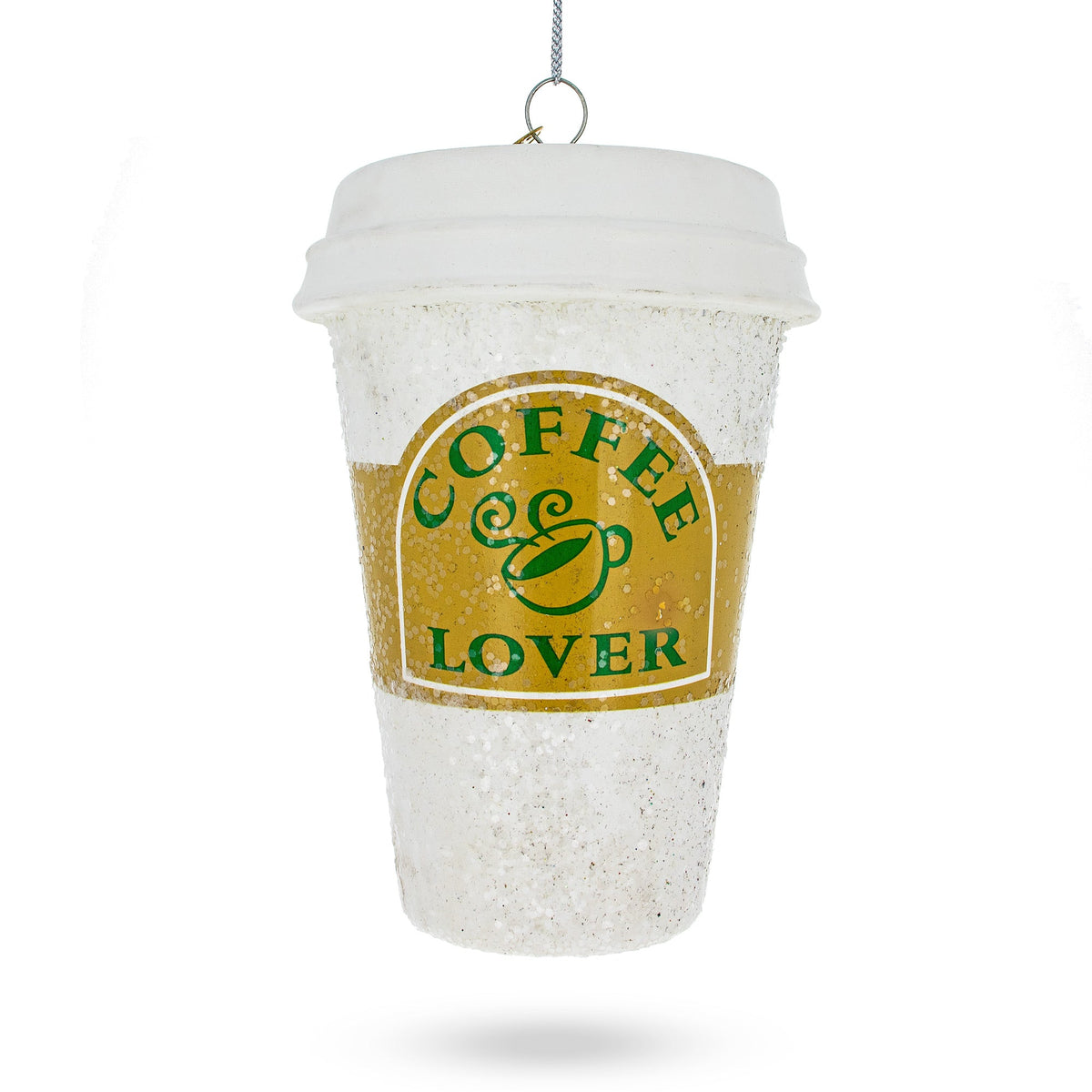 Coffee Lover's Cup Glass Christmas Ornament