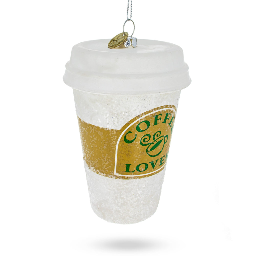 Coffee Lover's Cup Glass Christmas Ornament