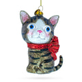 Blue-Eyed Cat Glass Christmas Ornament