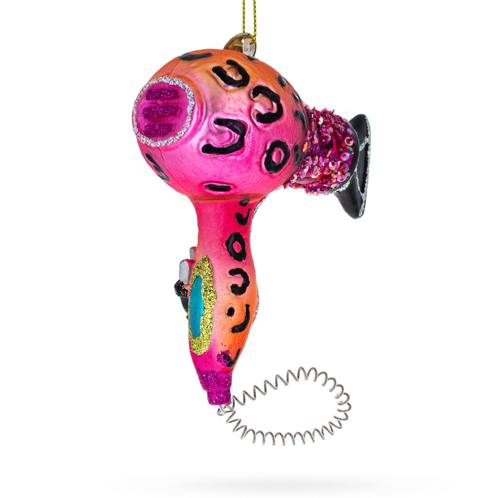 Sleek Hair Dryer Glass Christmas Ornament