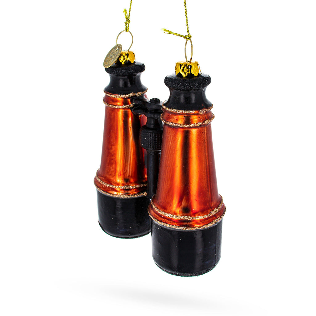 Adventurous Binoculars Glass Christmas Ornament