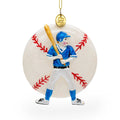Baseball Player Glass Christmas Ornament