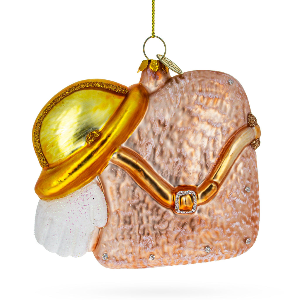 Construction Worker Toolbox Glass Christmas Ornament