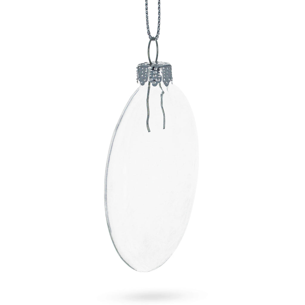 Set of 3 Flat Disc Clear Glass Christmas Ornaments 3.7 Inches