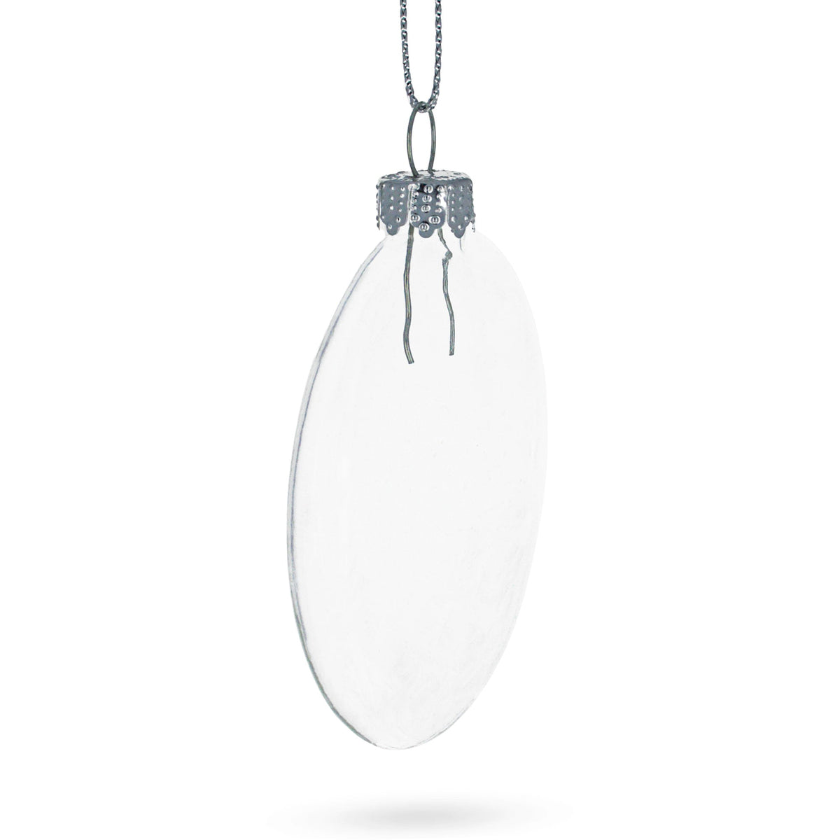 Set of 3 Flat Disc Clear Glass Christmas Ornaments 3.7 Inches