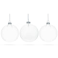 Set of 3 Clear Glass Ball Christmas Ornaments 4.7 Inches