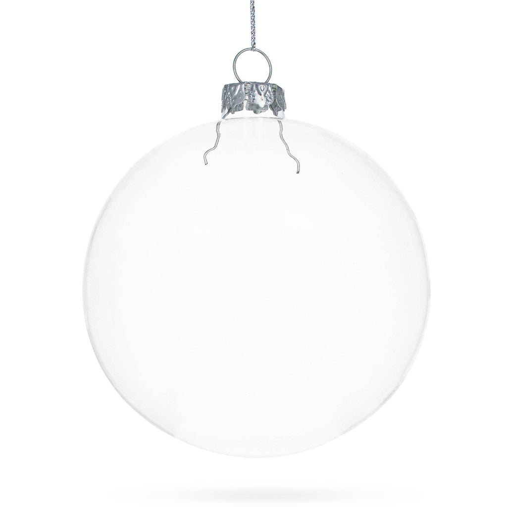 Set of 3 Clear Glass Ball Christmas Ornaments 4.7 Inches
