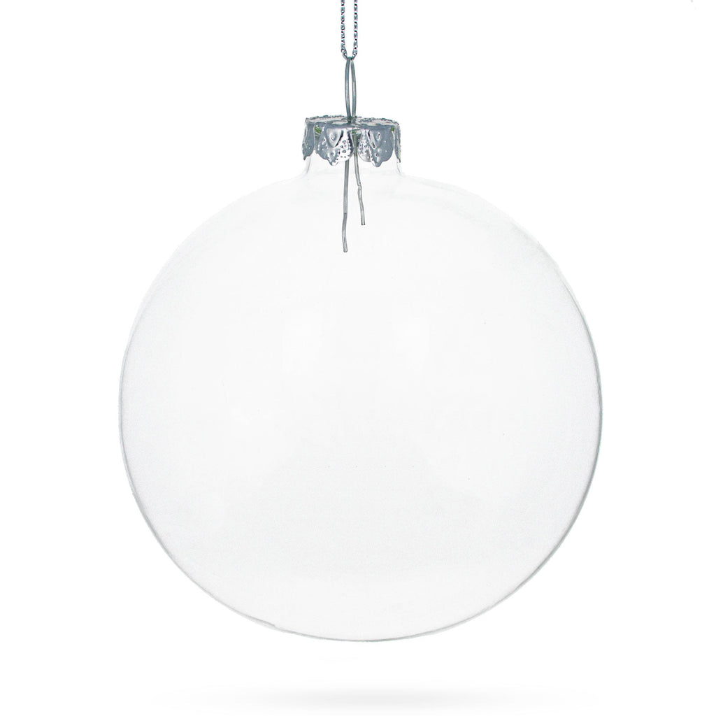 Set of 3 Clear Glass Ball Christmas Ornaments 4.7 Inches