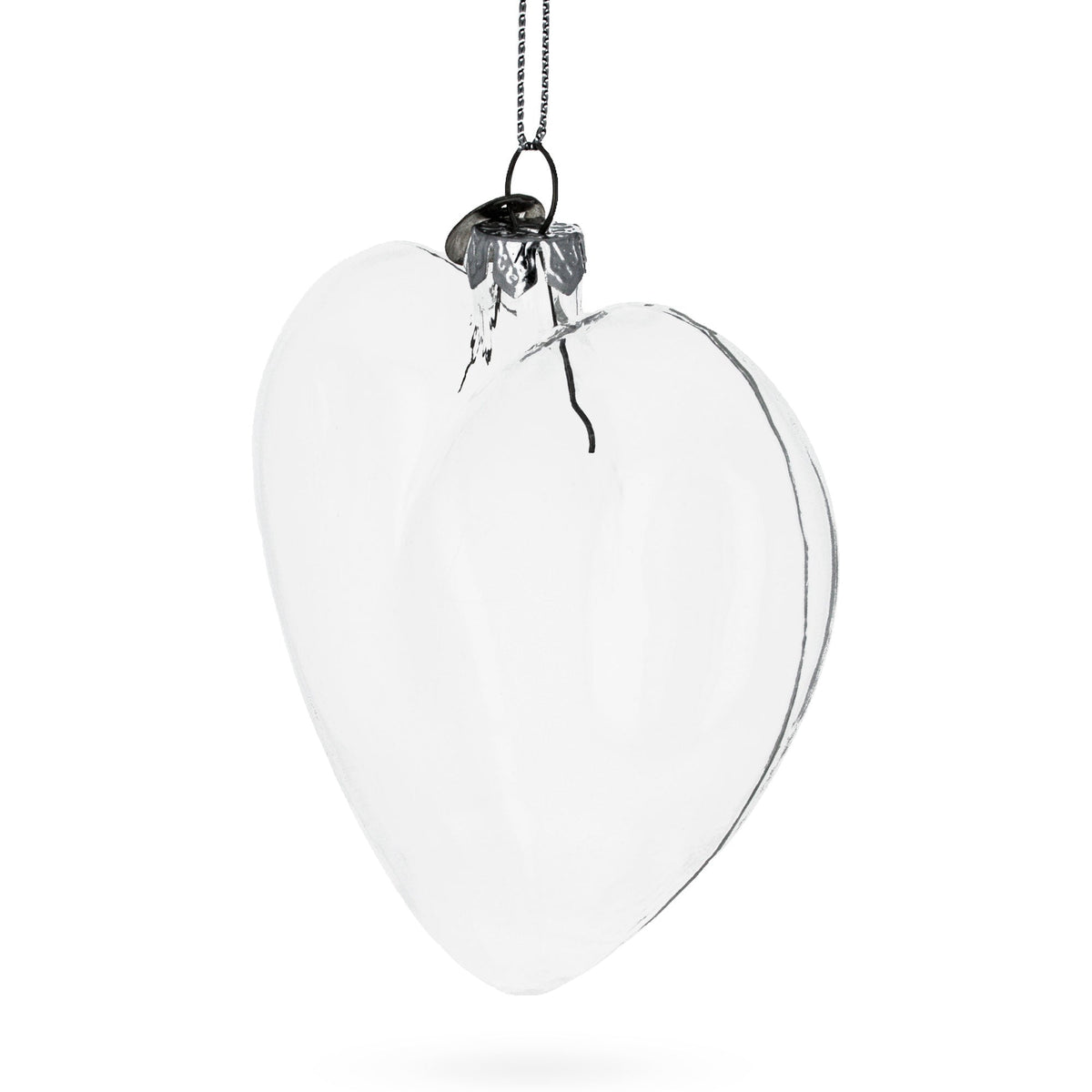 Heart Shape Clear Glass Christmas Ornament 4.1 Inches