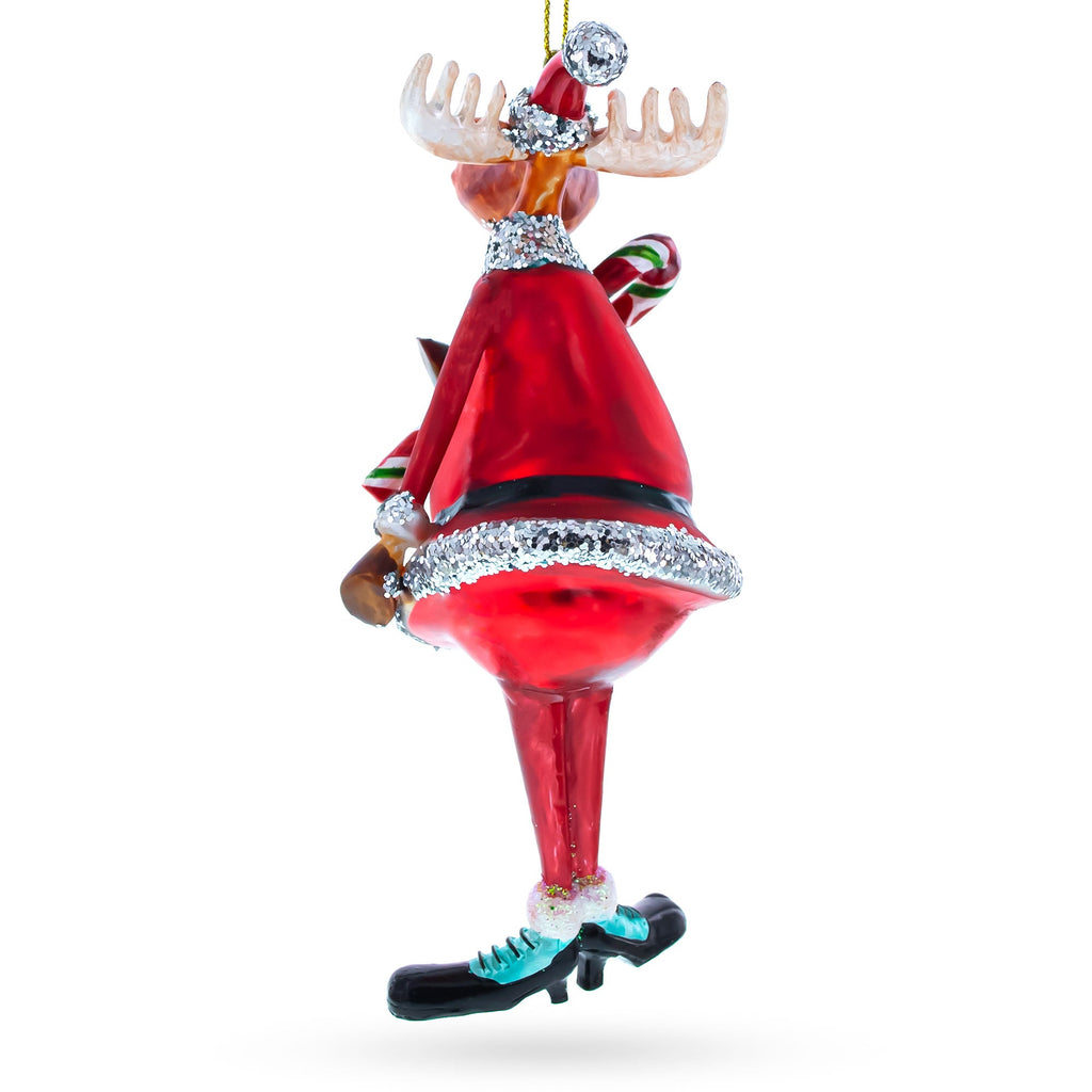 Chubby Moose Glass Christmas Ornament