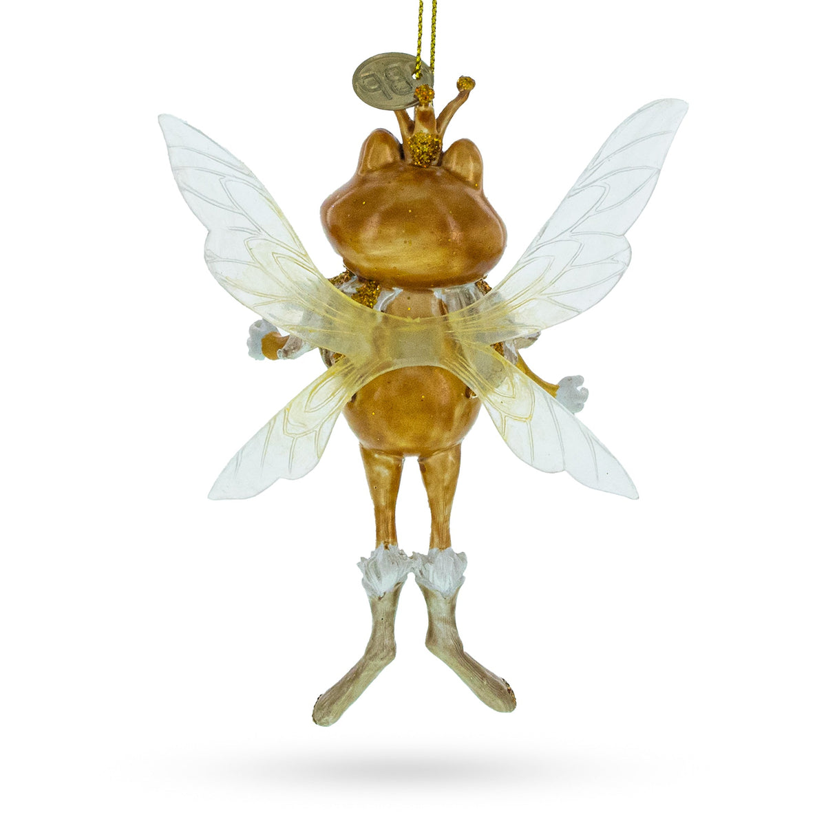 Fairy Frog with Wings Glass Christmas Ornament