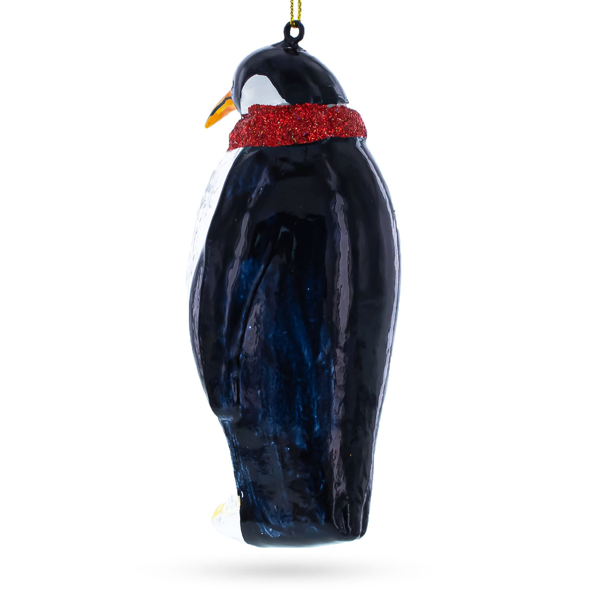 Penguin with Scarf Glass Christmas Ornament