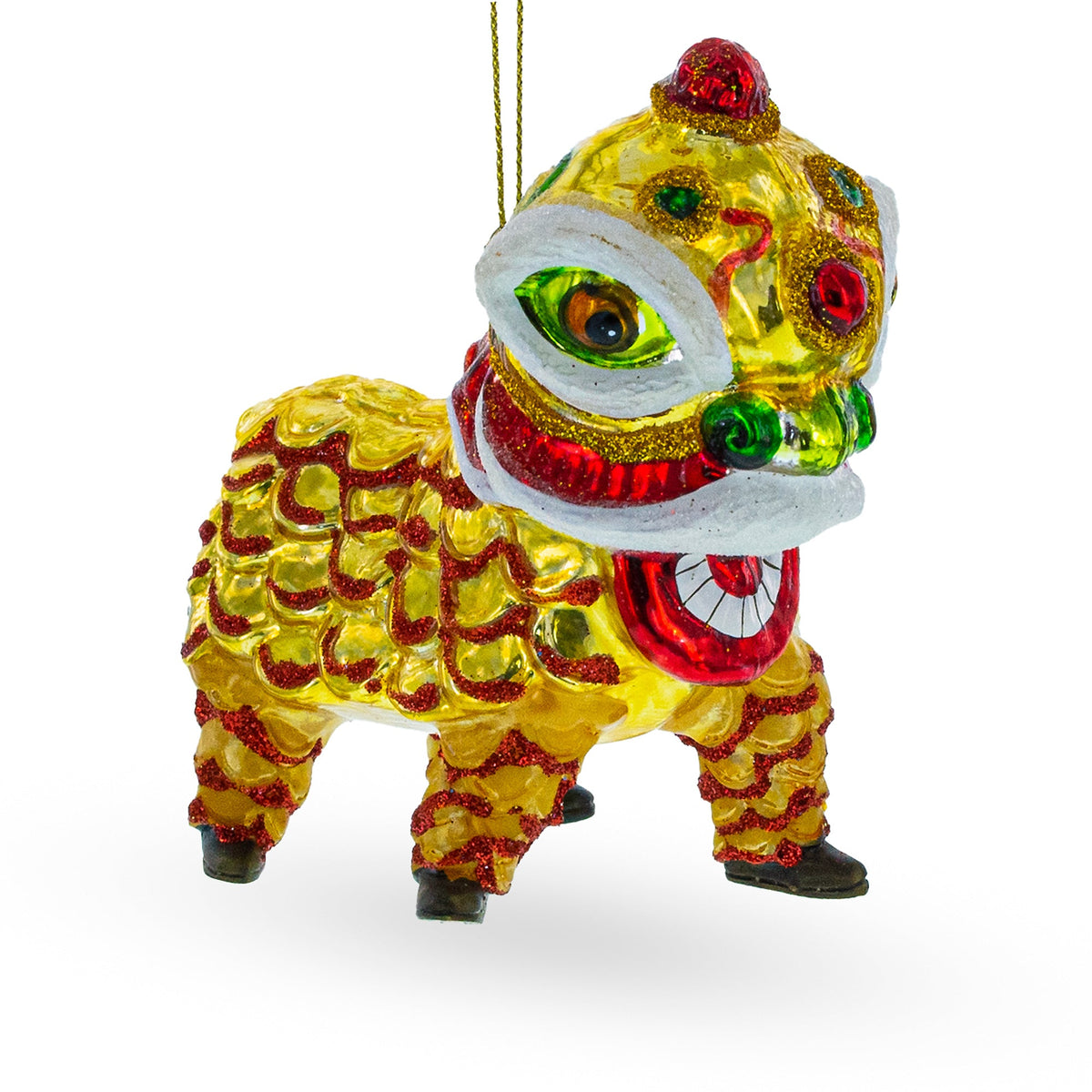 Yellow Dragon Glass Christmas Ornament