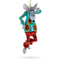 Groovy Disco Dancing Rat Glass Christmas Ornament