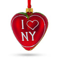 I Love New York Glass Heart Christmas Ornament